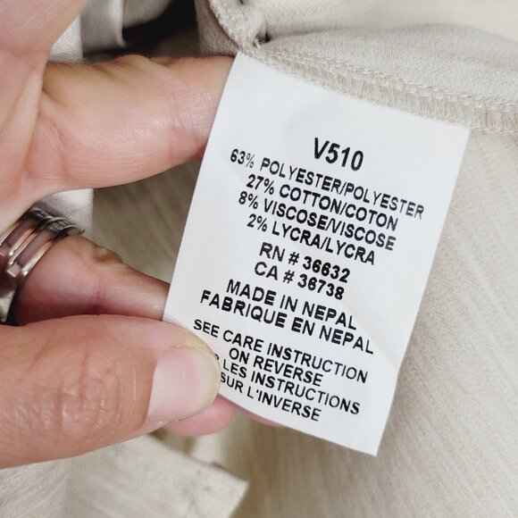 Haggar Cream Short Sleeve Collared Cropped Snap Down Cotton Blend Shirt Size 14P - Picture 6 of 9